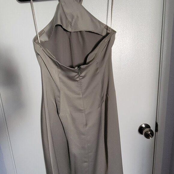 Anthropology BHLDN Ruby Twist Halter Satin Gown size US 10 UK 14 EU 42 - Picture 7 of 11